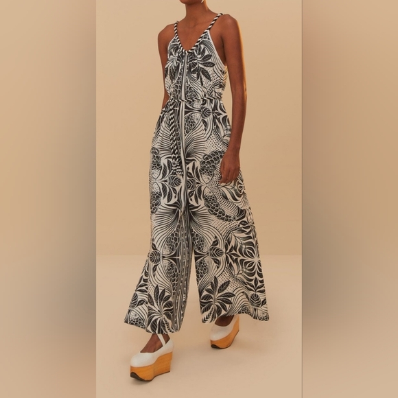 Farm Rio Linen Wide Leg Jumpsuit - Picture 10 of 10